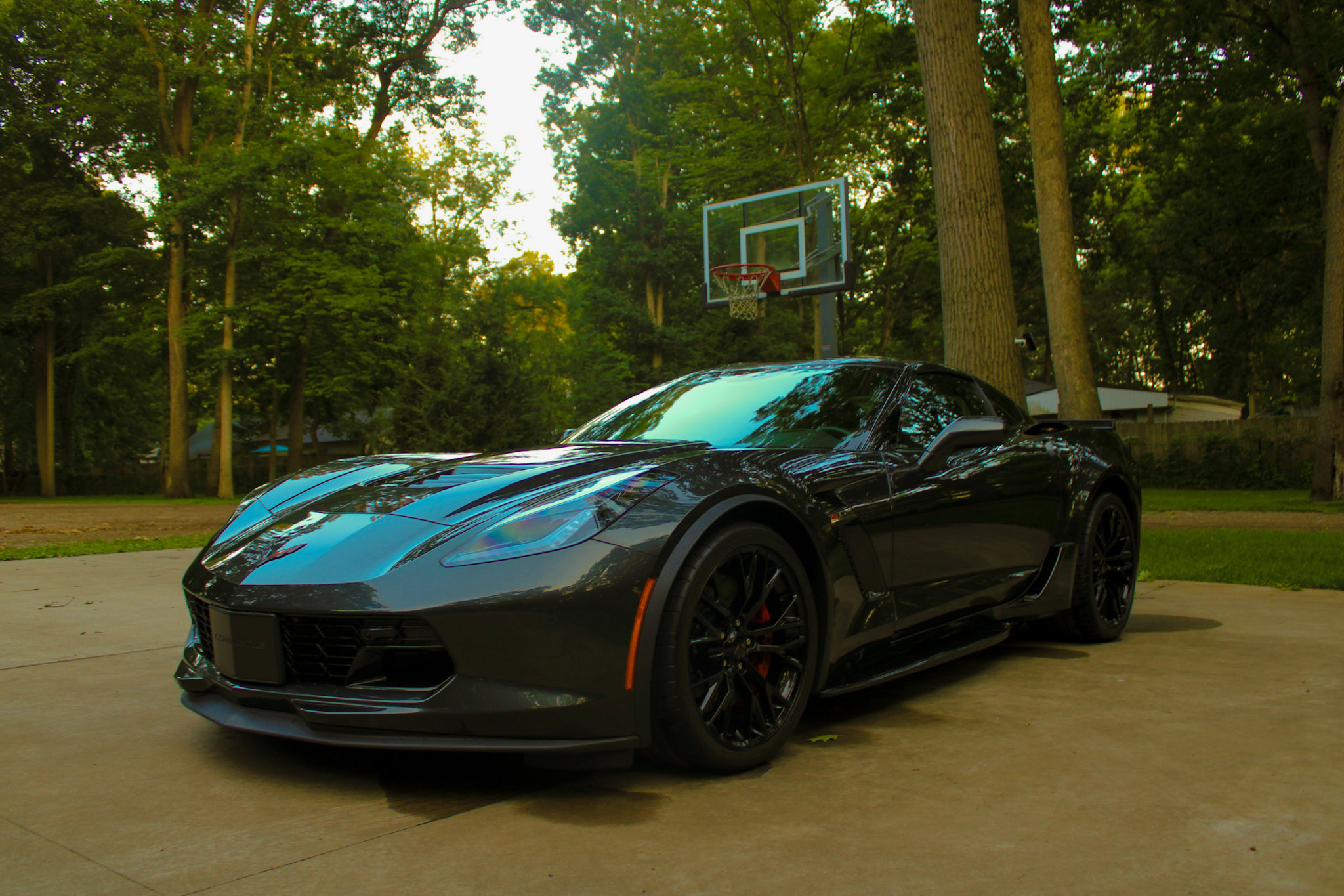 2018 Corvette Z06 - Passenger side front angle at dusk